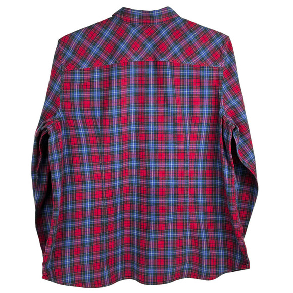 Eddie Bauer Shirt Cotton Red Blue Plaid Women's XL Long Sleeve Pockets Casual - Picture 2 of 8